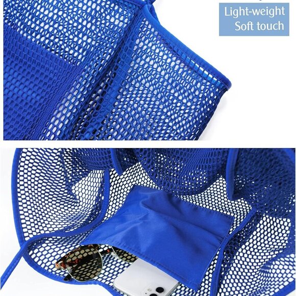 Mesh Beach Tote Womens Shoulder Handbag - Picture 5 of 7